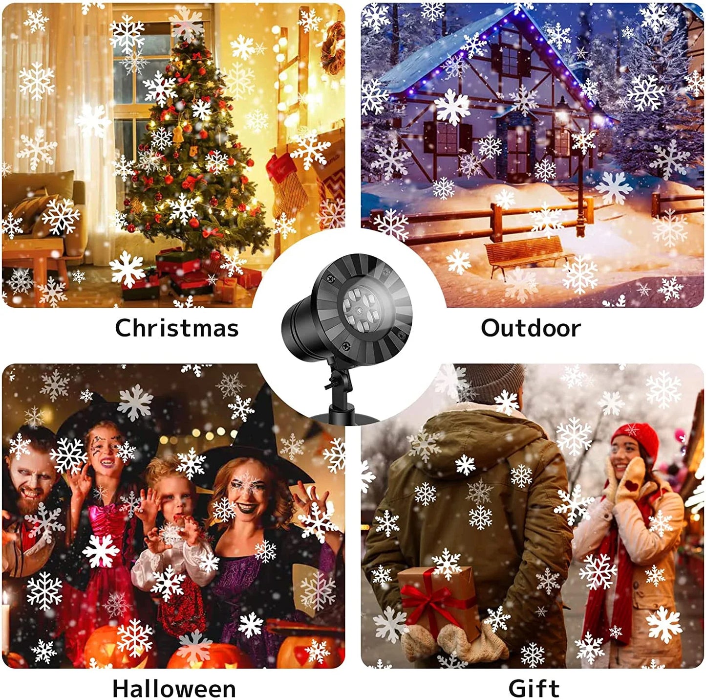 Christmas White Snowflake Moving Spotlight LED Landscape Projector Light for Holiday Christmas Garden Indoor Outdoor Decoration