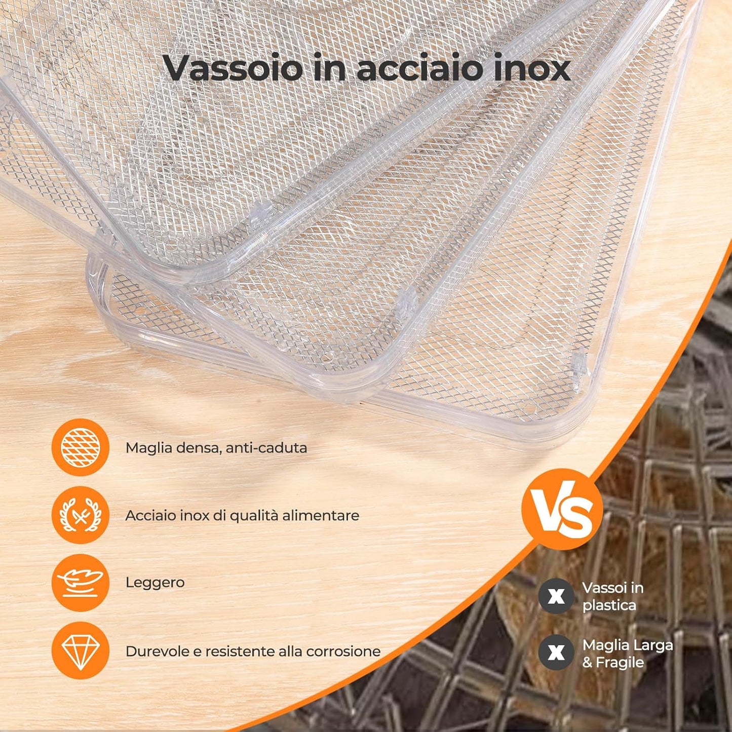 Essiccatore Alimentare, 5 Vassoi in Acciaio Inox, Timer E Temperatura Regolabili, Flusso D’Aria a 360°, Senza BPA, 400W Essiccatore Frutta E Verdura, Carne, Erbe, Snack per Cani