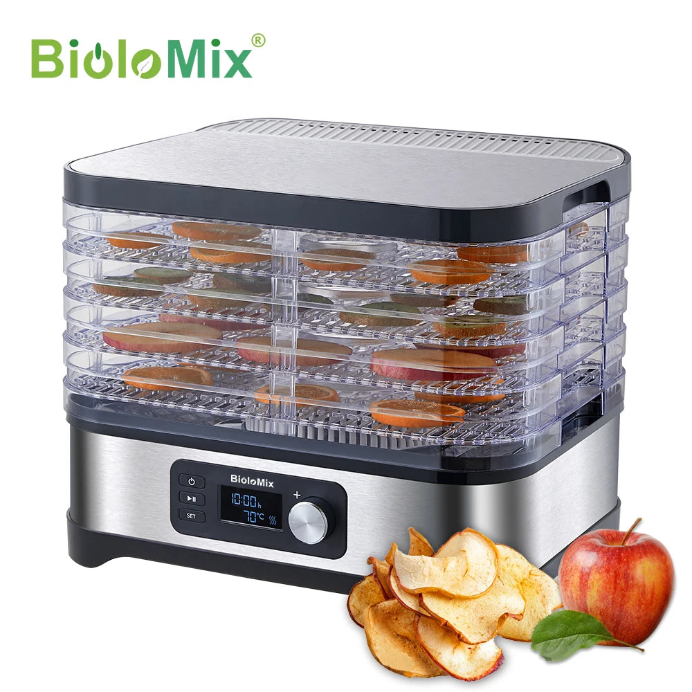 BPA FREE 5 Trays Food Dryer Dehydrator with Digital Timer and Temperature Control for Fruit Vegetable Meat Beef Jerky