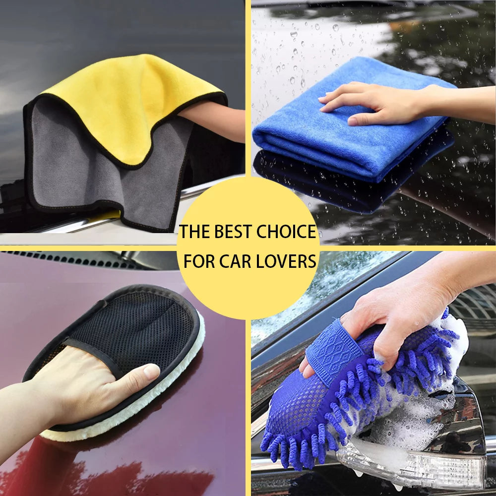 Car Wash Kit- Car Interior Detailing Kit, Car Cleaning Kit, Microfiber Car Wash Brush, Microfiber Towels