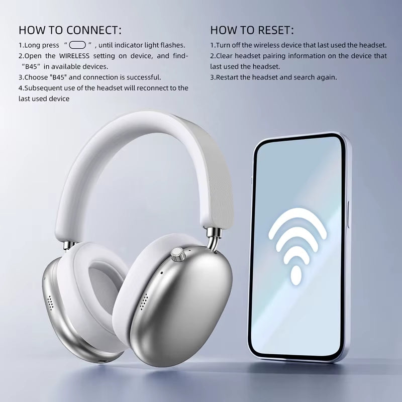 NEW Wireless Bluetooth Headphones Noise Cancelling Earphones Mic Pods over Ear Sports Gaming Headset for Apple 2025 Hot