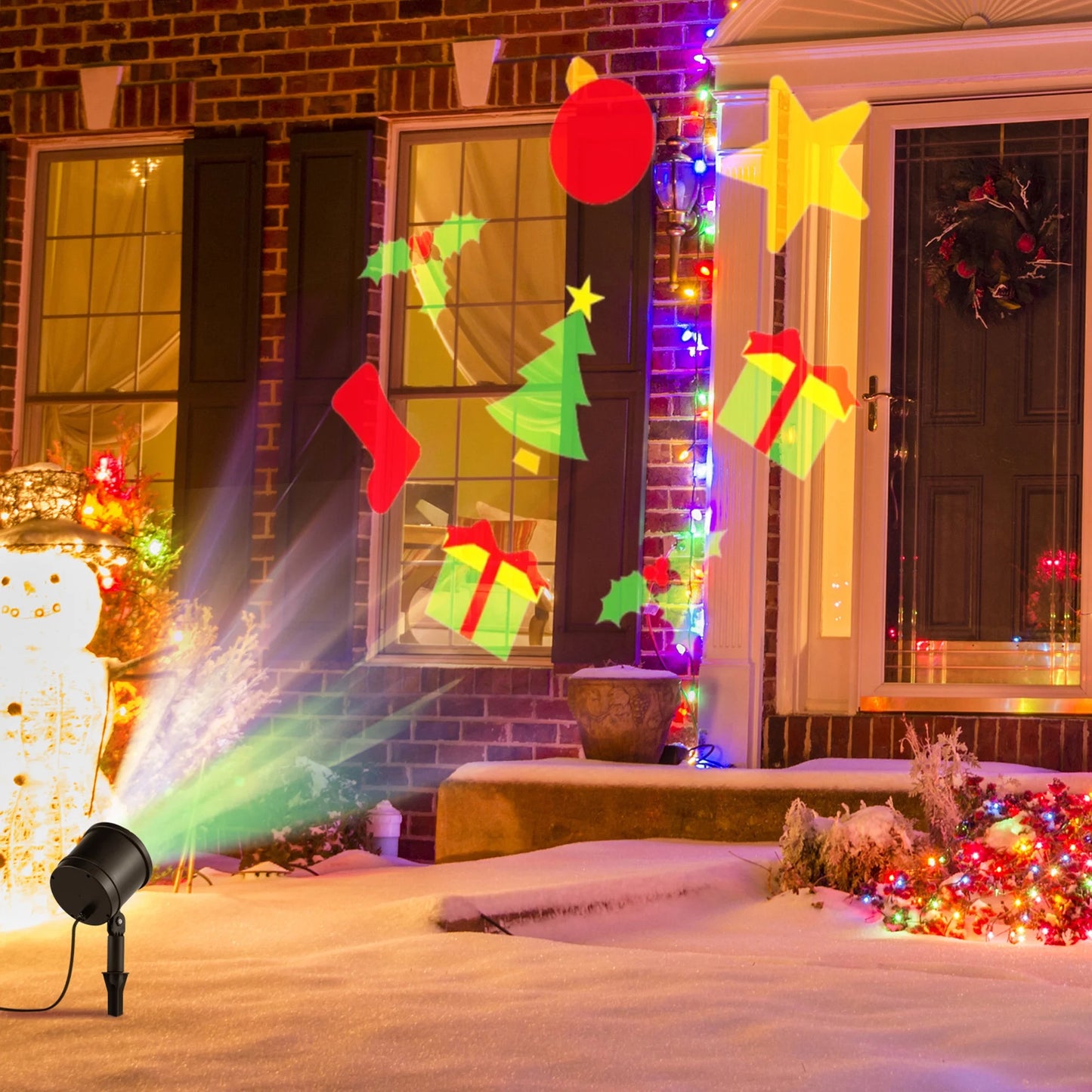 Christmas Waterproof Projector Light Holiday Decor LED Lights W/ Gift Pattern