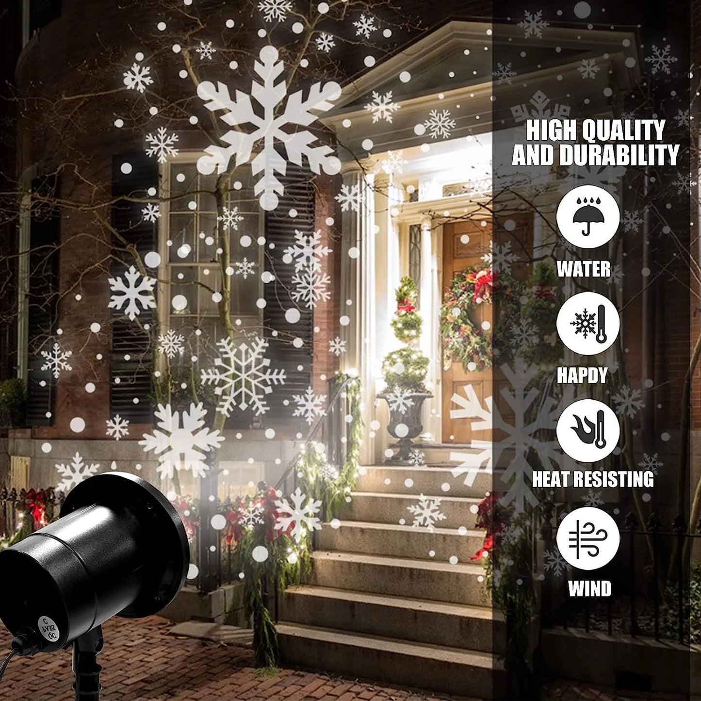 Christmas White Snowflake Moving Spotlight LED Landscape Projector Light for Holiday Christmas Garden Indoor Outdoor Decoration