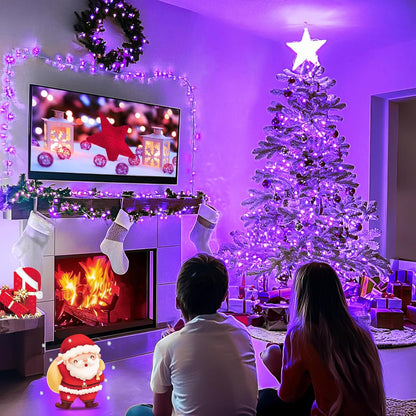 Connectable 100 LED Purple Halloween Lights Indoor, 8 Modes Plug in Purple Christmas String Lights Clear Wire, 33Ft Christmas Tree Light Outdoor for Halloween Tree, Garden, Bedroom