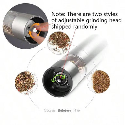 1/2PC Stainless Steel Electric Pepper Grinder Spices Sea Salt Kitchen Outdoor Barbecue Seasoning Coarser Adjustment Cooking Tool