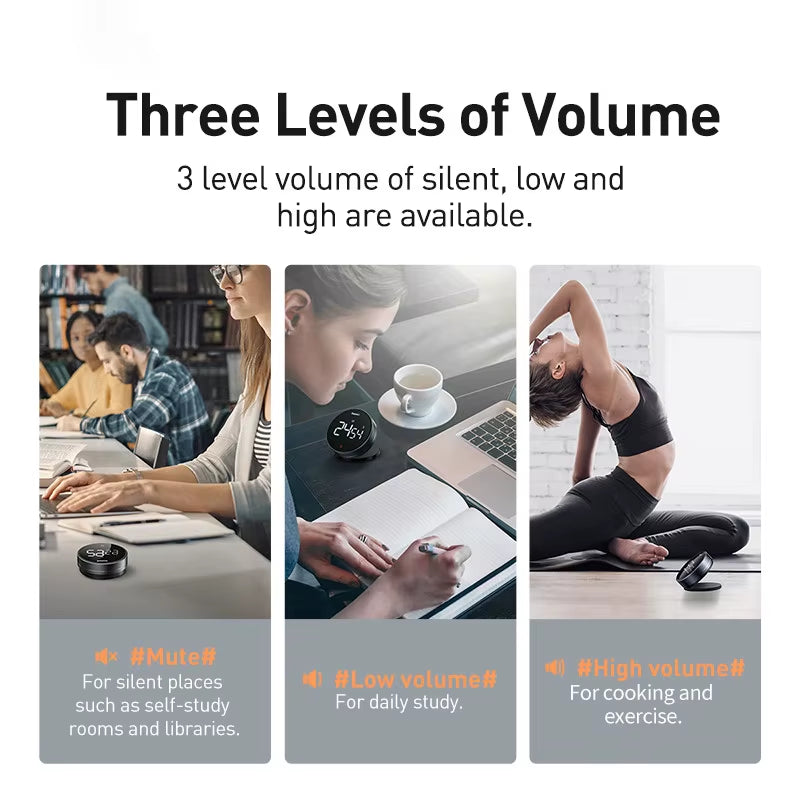 Digital Kitchen Timer Magnetic Countdown Alarm Clock Work Study Baking Reminder Stand Desk Cooking Clock Stopwatch Timer