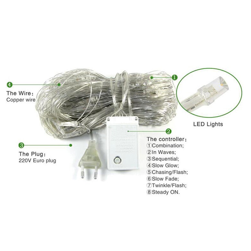 Christmas Led Lights String Lights Outdoor Waterproof Fishnet Lights Full of Stars Paved Holiday Lights Wedding Ins Decorative Lights