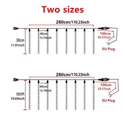 Christmas LED Meteor Garland Festoon Holiday Strip Light Outdoor Waterproof Fairy String Lights for Street Decoration