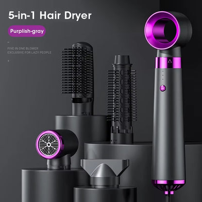 2025 Electric Hair Dryer 5In1 Multifunctional Hair Straightener Negative Ion Hair Care Curler Blow Dryer Styling Set Strong Wind