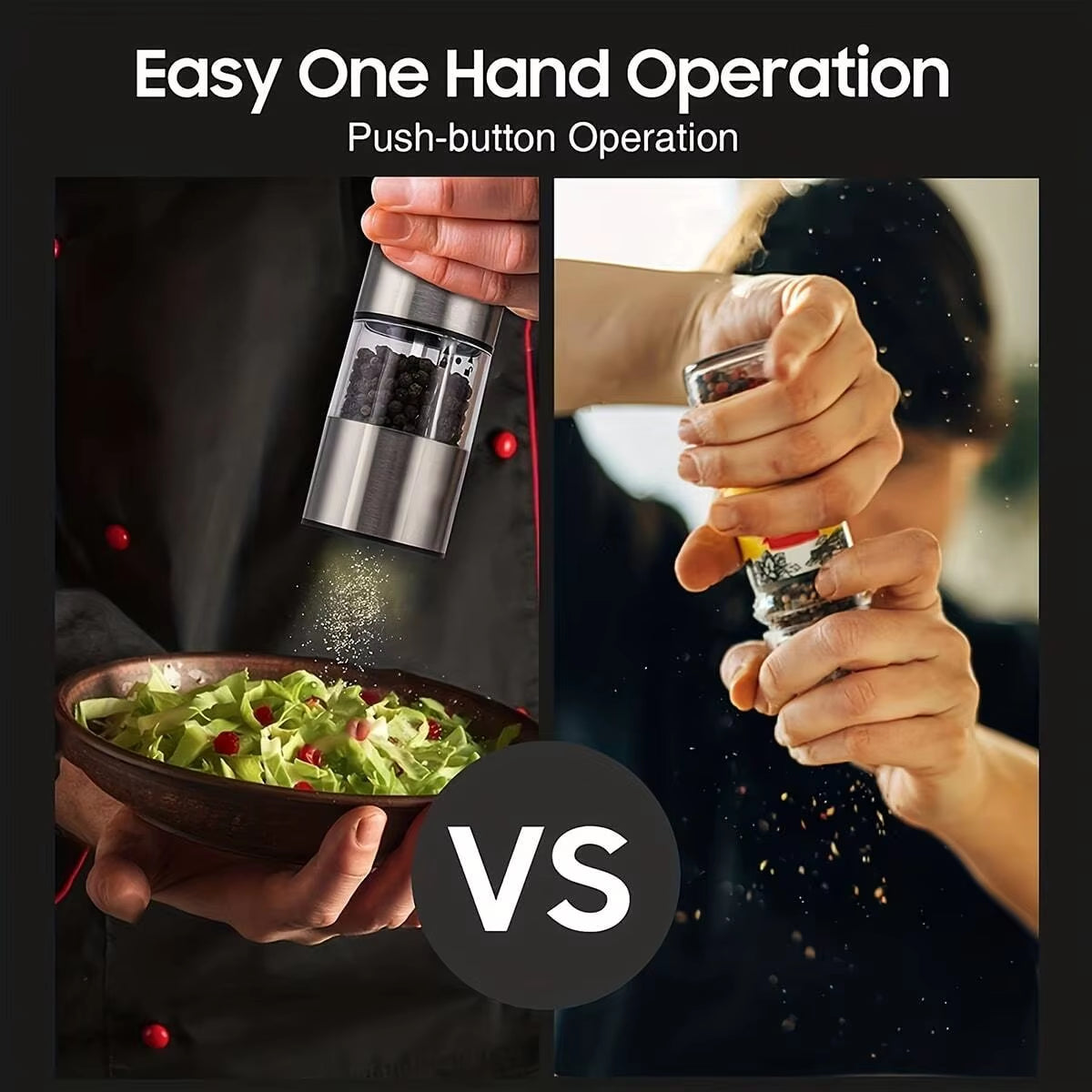 1/2PC Stainless Steel Electric Pepper Grinder Spices Sea Salt Kitchen Outdoor Barbecue Seasoning Coarser Adjustment Cooking Tool