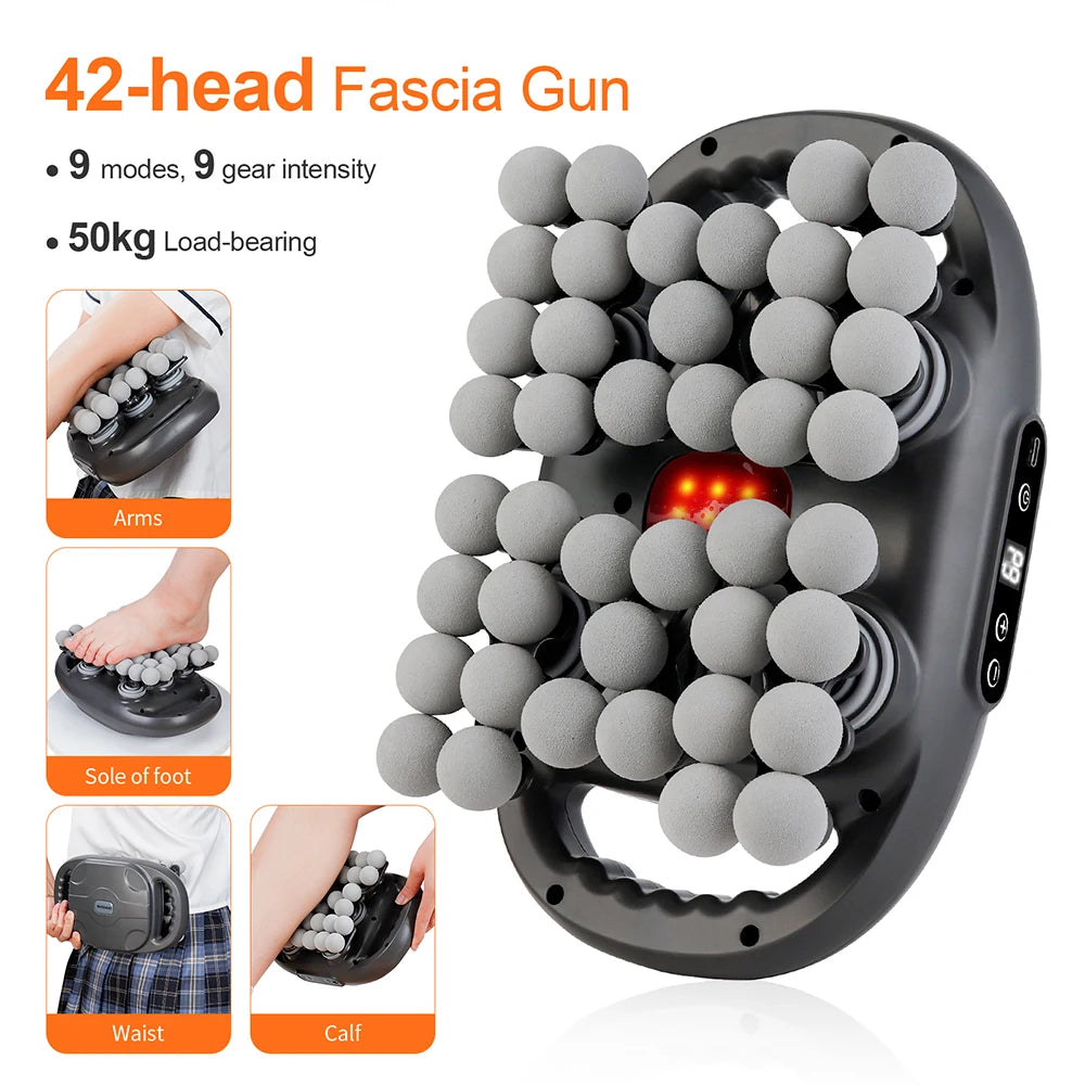 42-Heads Fascia Gun High-Frequency Vibration Body Massage Gun Back and Waist Massager Neck Shoulder Massager Muscle Masajeador