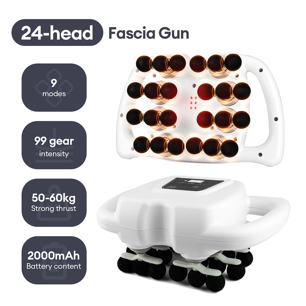 42-Heads Fascia Gun High-Frequency Vibration Body Massage Gun Back and Waist Massager Neck Shoulder Massager Muscle Masajeador