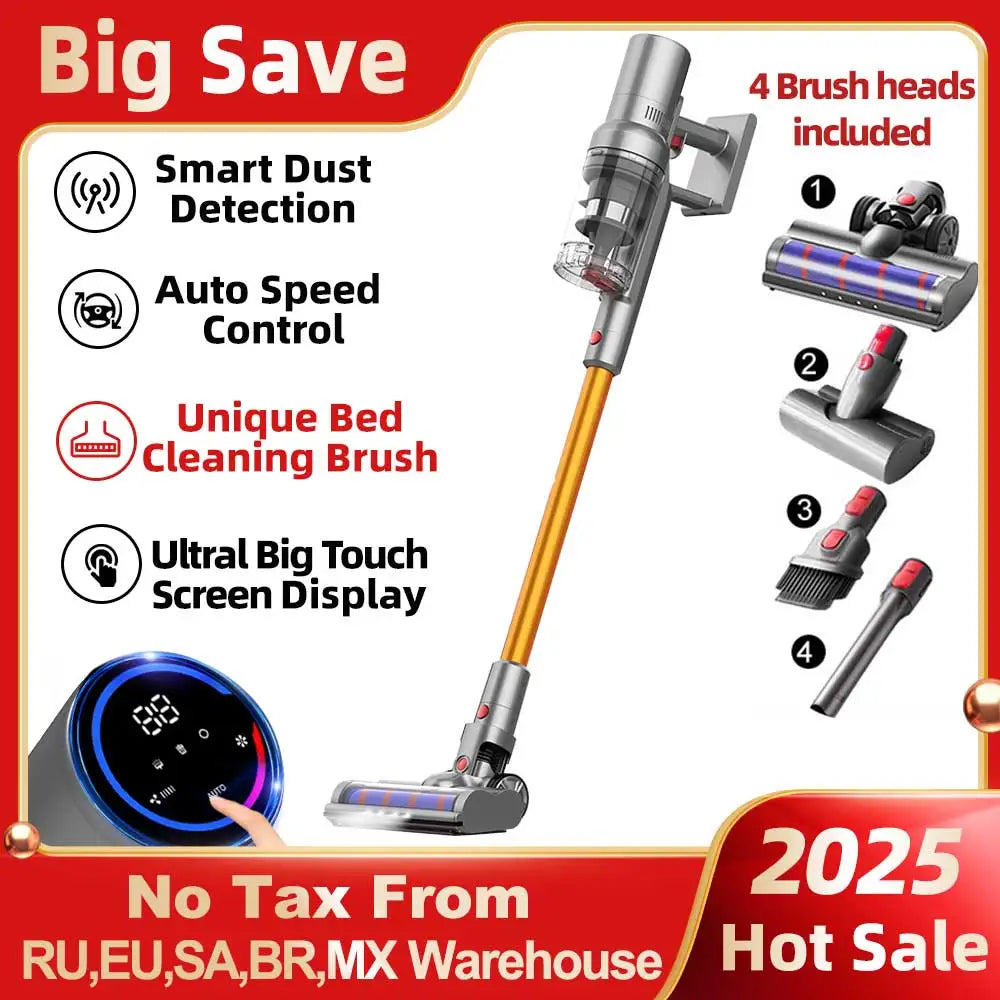 VC205 Cordless Handheld Vacuum Cleaner,27000Pa,Touch Screen,Smart Dust Sensor,Auto Speed Control for Home Bed Carpet Clean