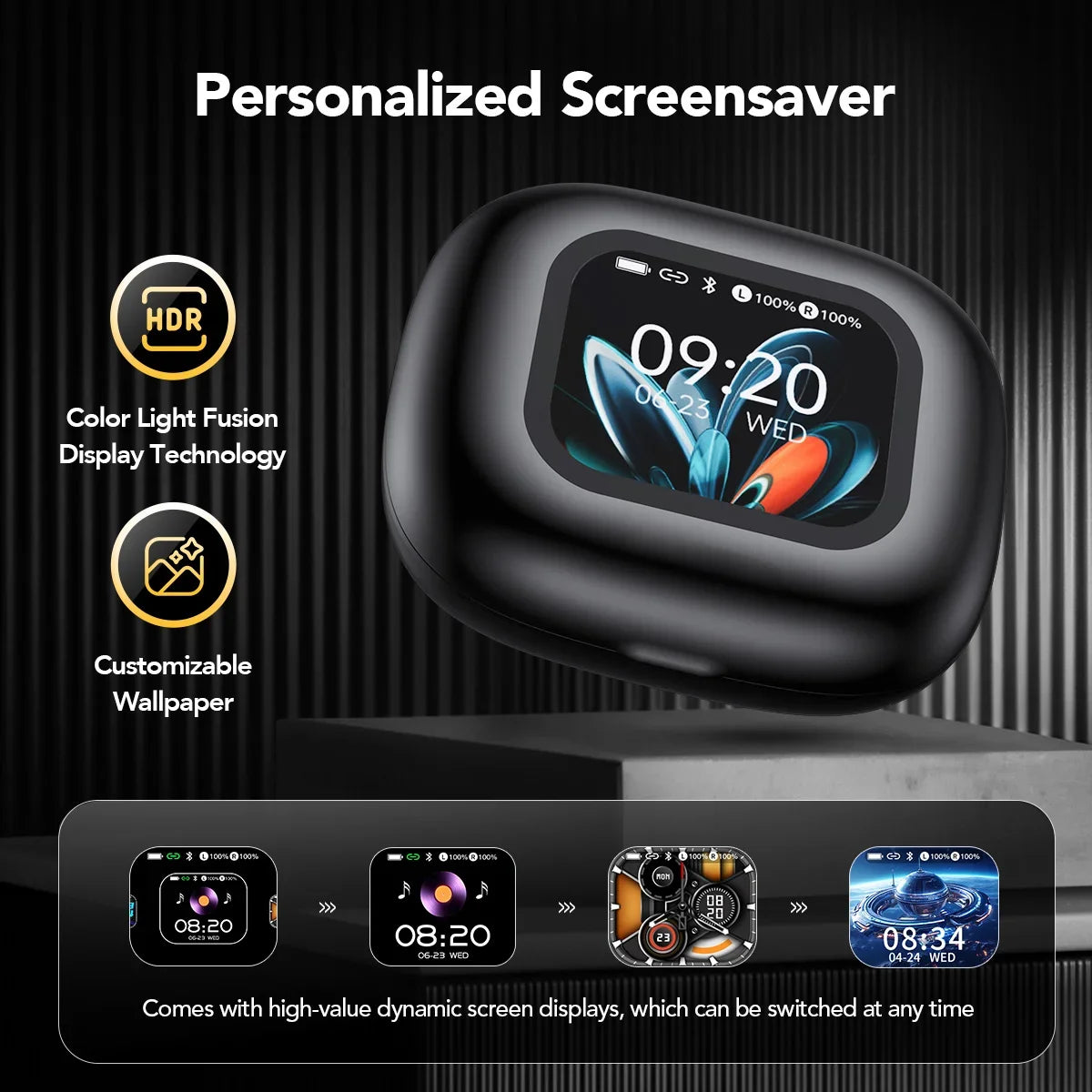 NE27 Wireless Headphones AI Translator Earbuds OWS Sports Bluetooth Earphones Glowing Earhook Customizable Wallpaper Screen