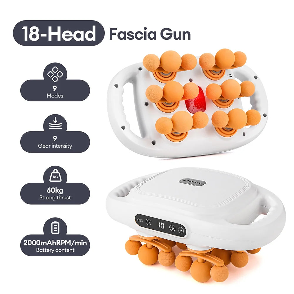 42-Heads Fascia Gun High-Frequency Vibration Body Massage Gun Back and Waist Massager Neck Shoulder Massager Muscle Masajeador