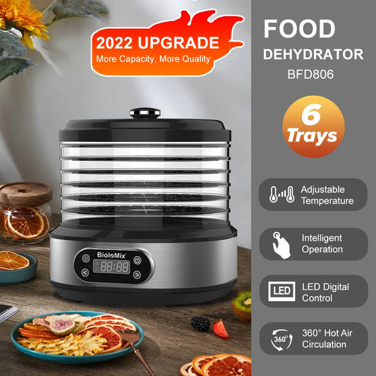 BPA FREE 5 Trays Food Dryer Dehydrator with Digital Timer and Temperature Control for Fruit Vegetable Meat Beef Jerky