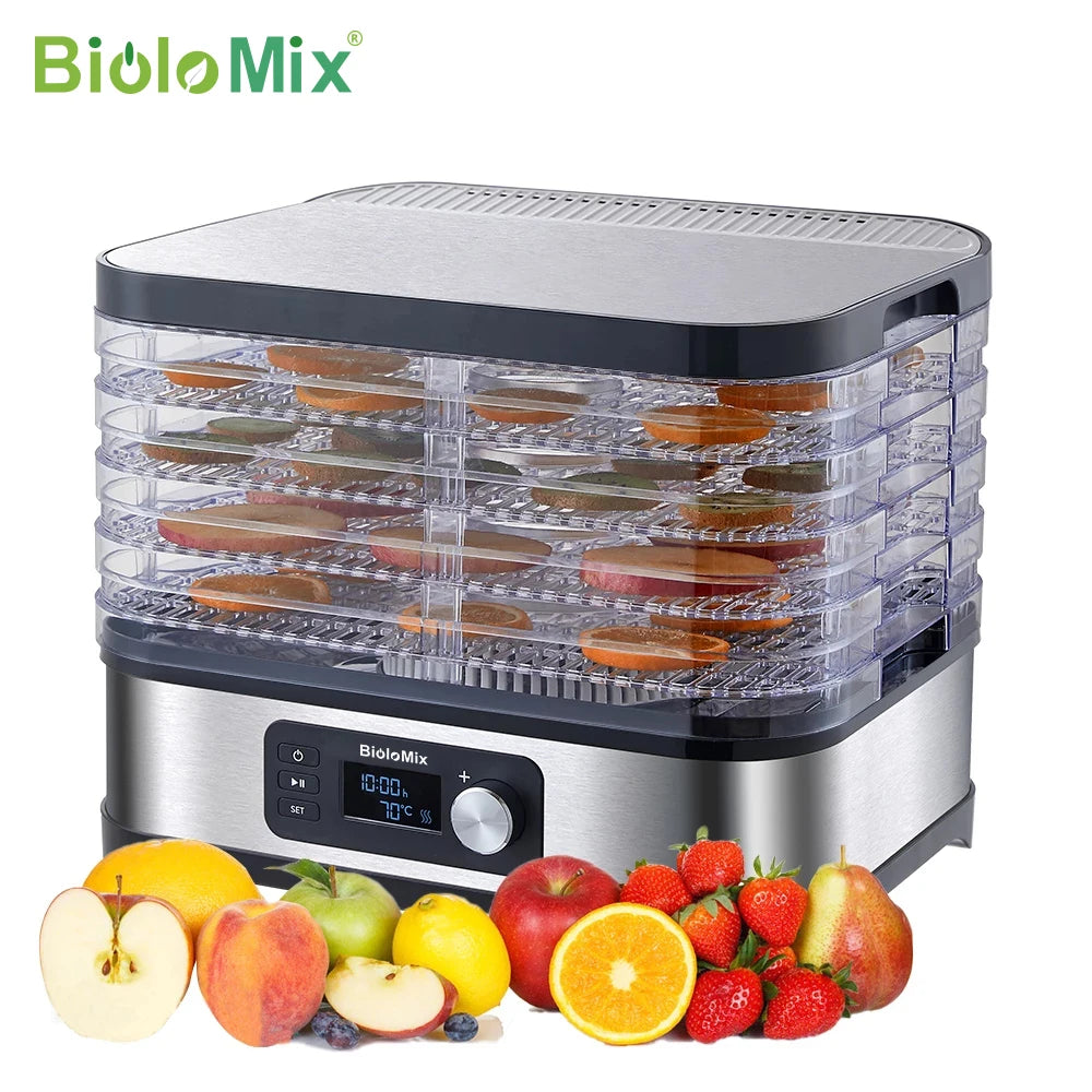 BPA FREE 5 Trays Food Dryer Dehydrator with Digital Timer and Temperature Control for Fruit Vegetable Meat Beef Jerky