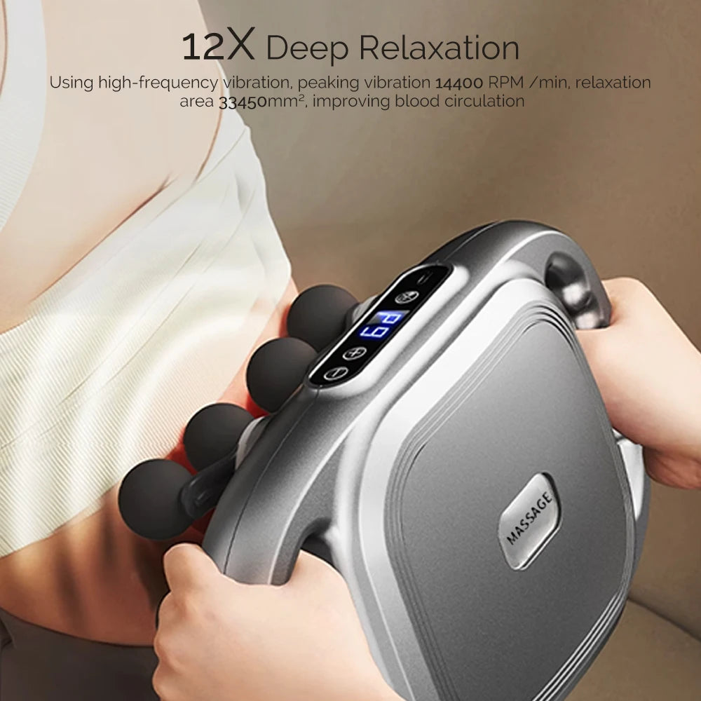 12-Head Fascia Gun High-Frequency Vibration Body Massage Gun Back and Waist Massager Neck Shoulder Massager Muscle Masajeador