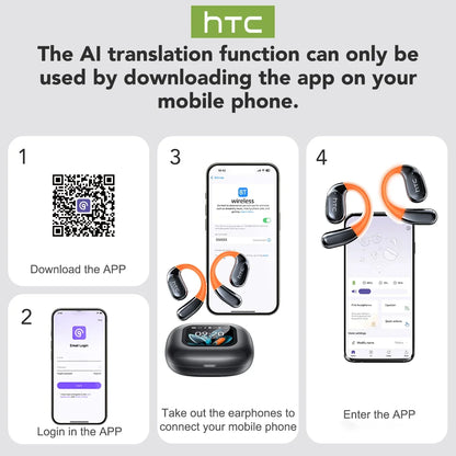 NE27 Wireless Headphones AI Translator Earbuds OWS Sports Bluetooth Earphones Glowing Earhook Customizable Wallpaper Screen