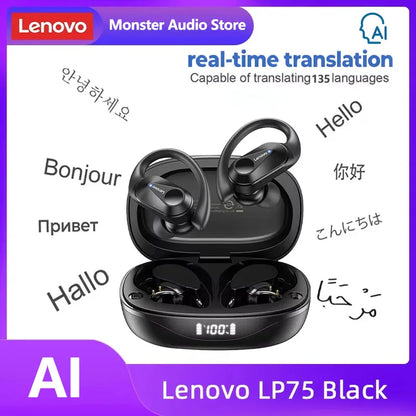 Original  LP75 TWS Bluetooth V5.3 Headphones Wireless LED Digital Display Earphones Noise Reduction Waterproof Headset New