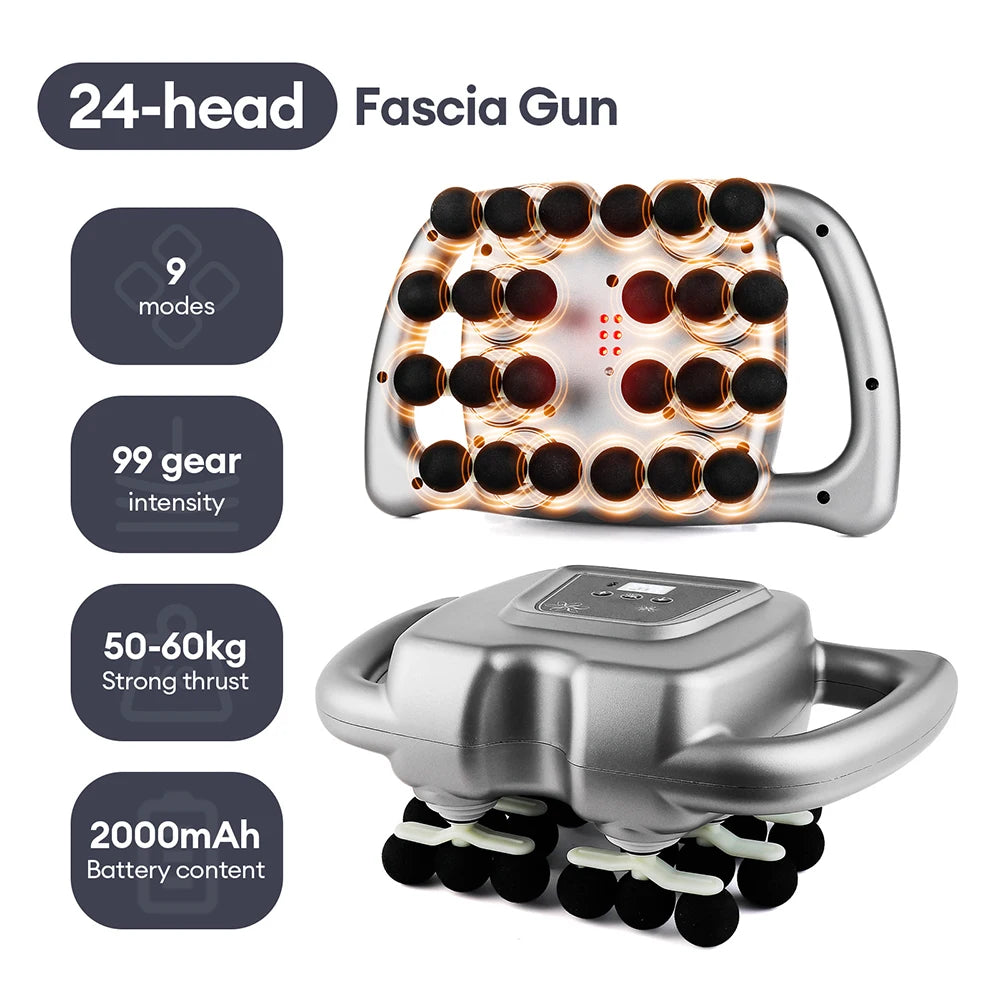 42-Heads Fascia Gun High-Frequency Vibration Body Massage Gun Back and Waist Massager Neck Shoulder Massager Muscle Masajeador