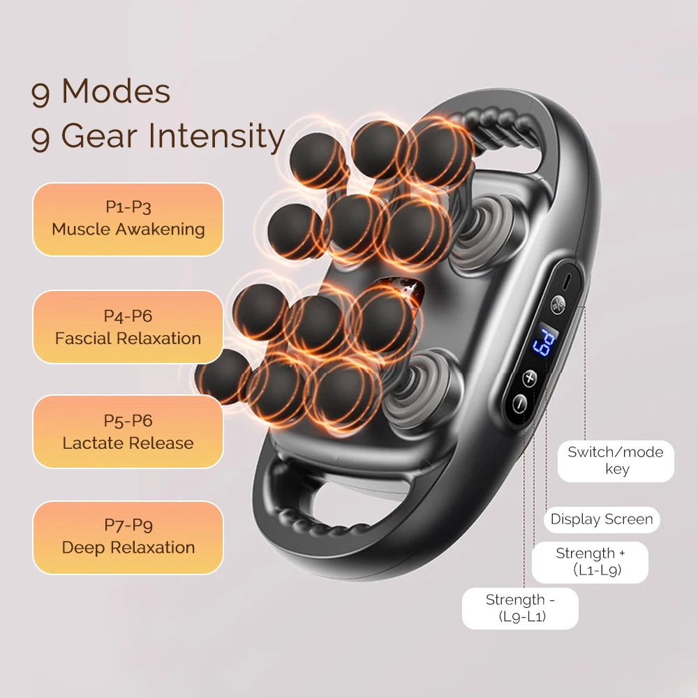 12-Head Fascia Gun High-Frequency Vibration Body Massage Gun Back and Waist Massager Neck Shoulder Massager Muscle Masajeador