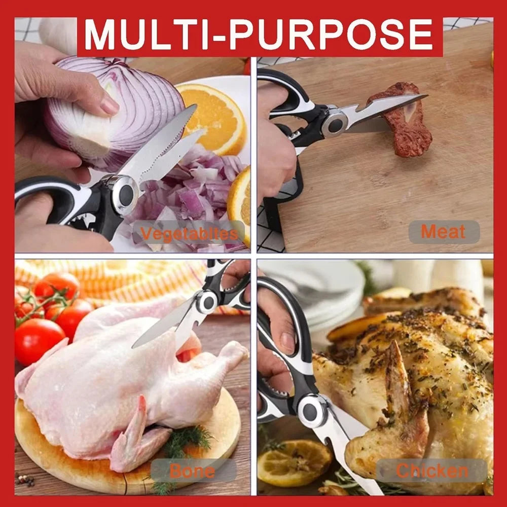 Multifunctional Stainless Steel Kitchen Scissors, Kitchen Utensils, Kitchen Accessories Tools, Chef Scissors Chicken Bone Knife