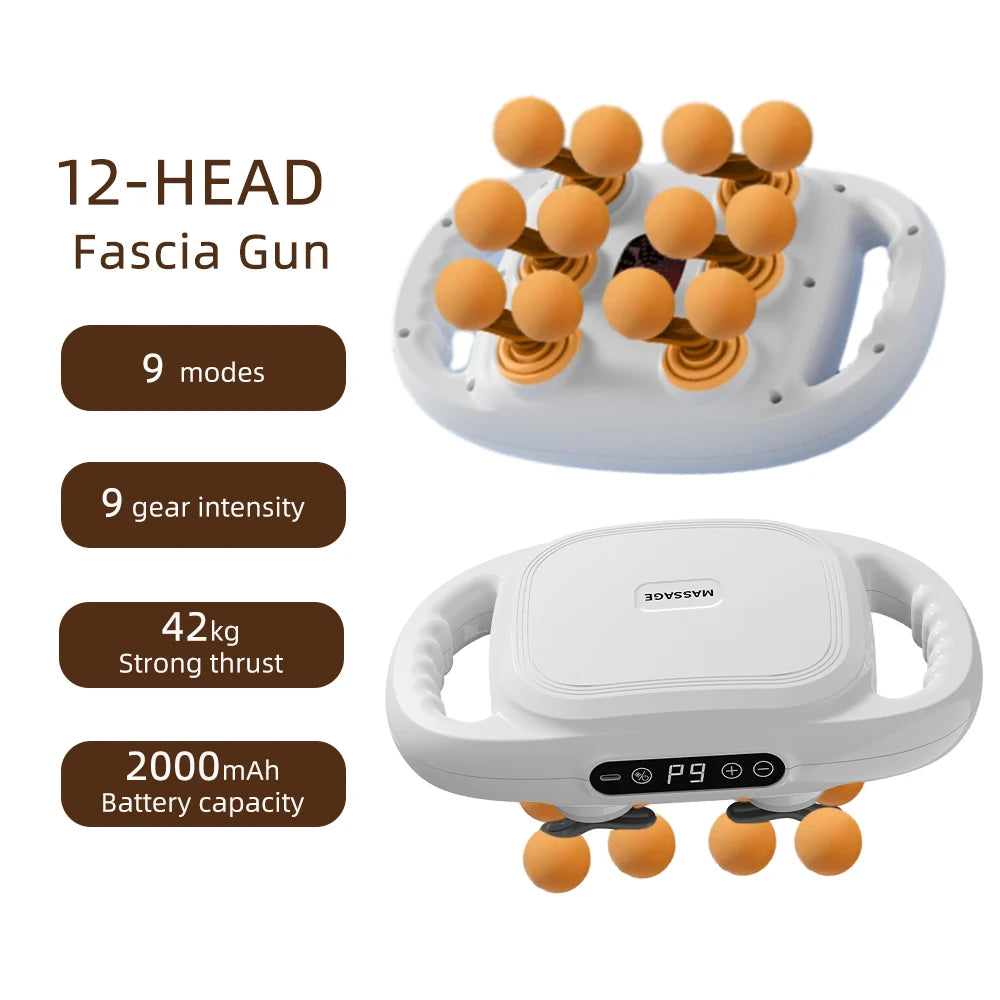42-Heads Fascia Gun High-Frequency Vibration Body Massage Gun Back and Waist Massager Neck Shoulder Massager Muscle Masajeador