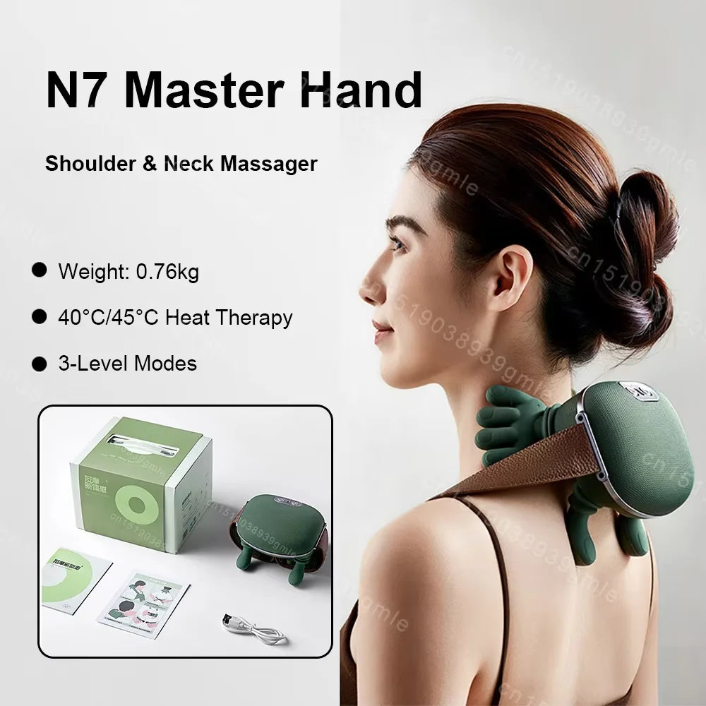 Rejuvenate Your Neck and Shoulders: Premium Heated Finger Pressure Neck Massager for Ultimate Muscle Relief and Relaxation