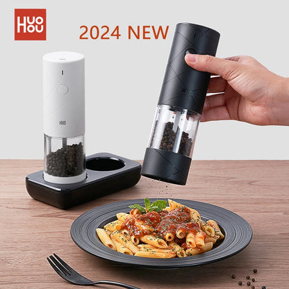 2024 NEW  Electric Grinder Pepper Seasonings Spices Grain Mill Salt Shaker LED Light 6 Modes Kitchen Cooking Tool 2Pcs Set