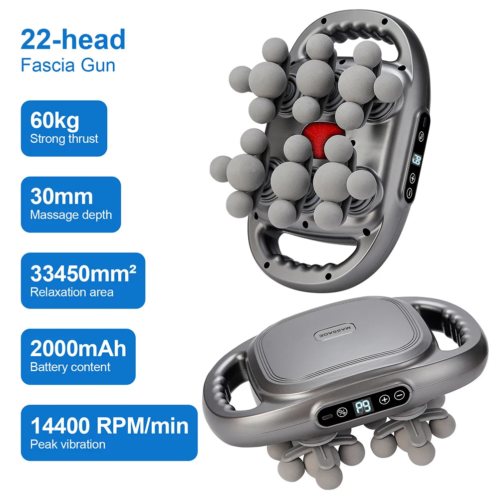 42-Heads Fascia Gun High-Frequency Vibration Body Massage Gun Back and Waist Massager Neck Shoulder Massager Muscle Masajeador