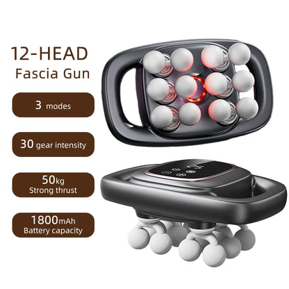 12-Head Fascia Gun High-Frequency Vibration Body Massage Gun Back and Waist Massager Neck Shoulder Massager Muscle Masajeador