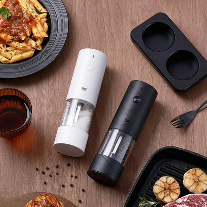 2024 NEW  Electric Grinder Pepper Seasonings Spices Grain Mill Salt Shaker LED Light 6 Modes Kitchen Cooking Tool 2Pcs Set