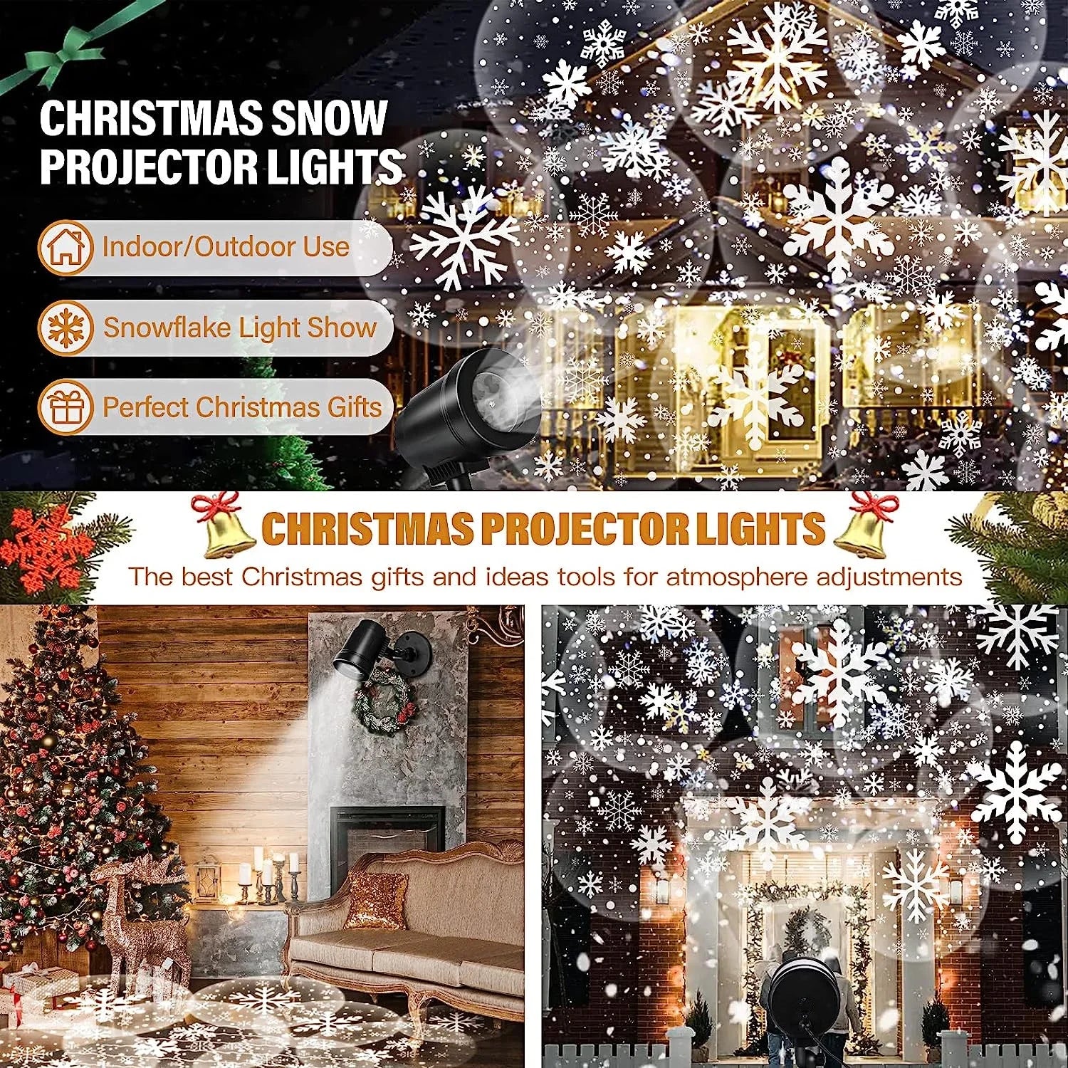 Christmas White Snowflake Moving Spotlight LED Landscape Projector Light for Holiday Christmas Garden Indoor Outdoor Decoration