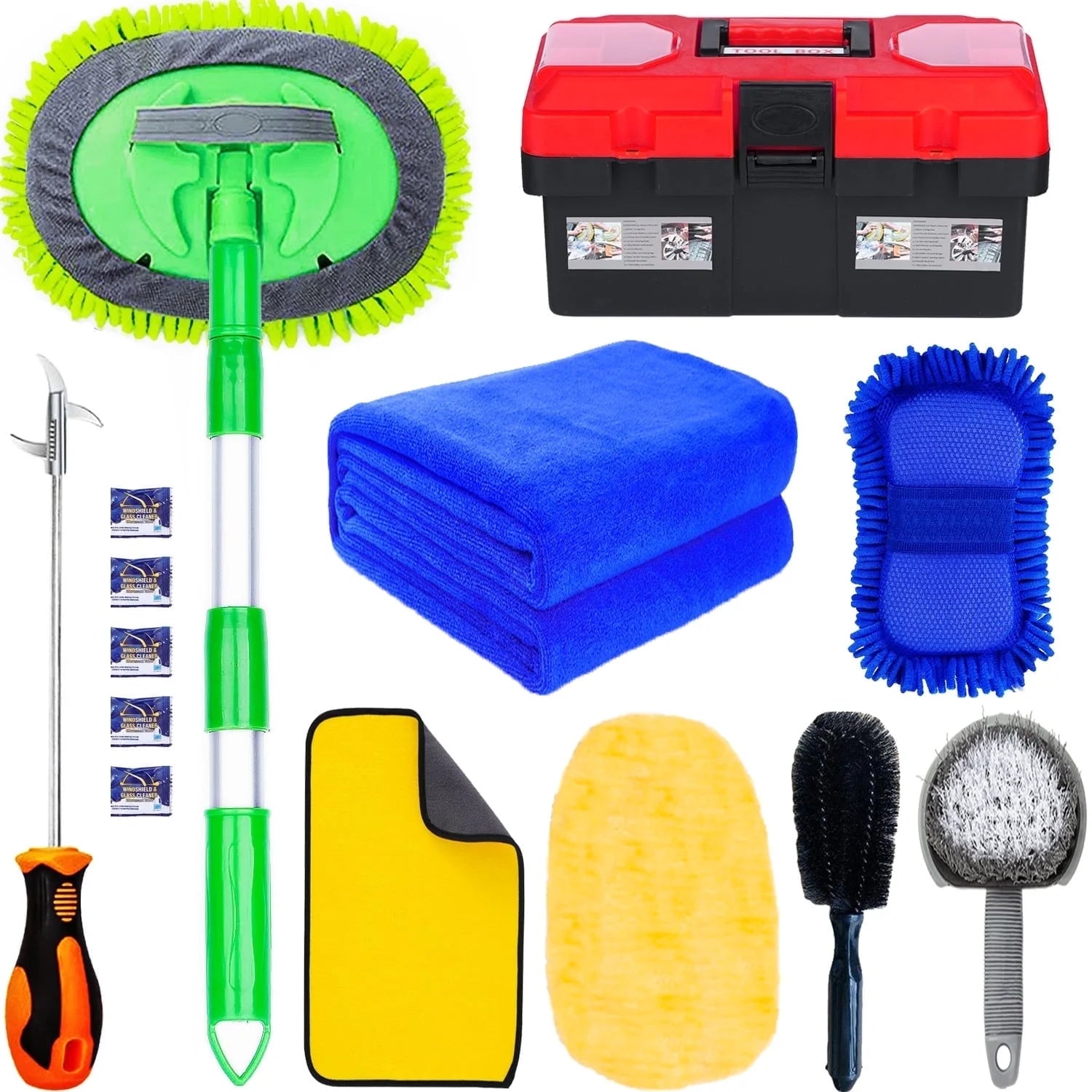 Car Wash Kit- Car Interior Detailing Kit, Car Cleaning Kit, Microfiber Car Wash Brush, Microfiber Towels