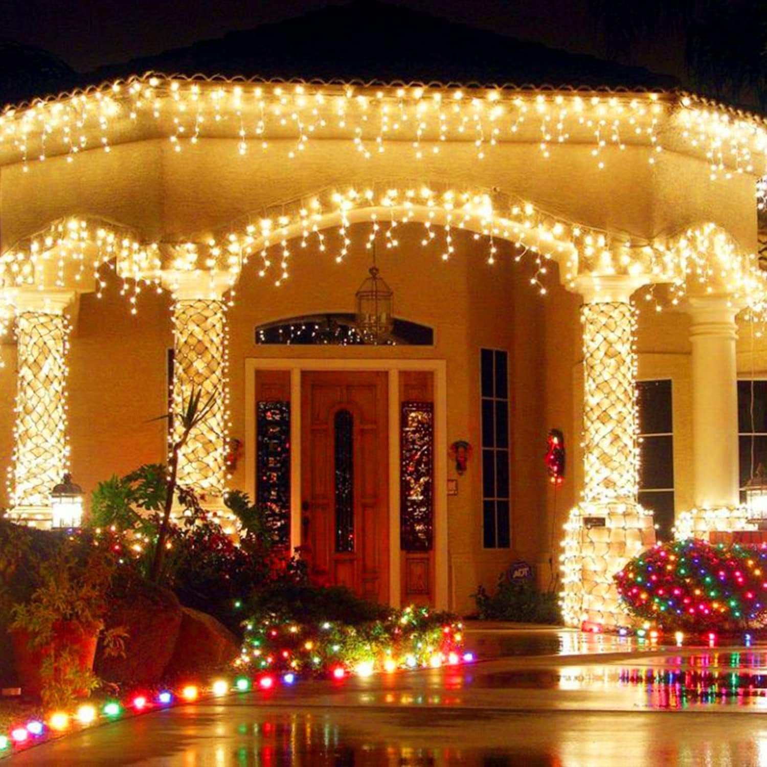 Christmas Icicle Lights for Outside-800 LED Warm White Icicle Lights Outdoor Waterproof, Warm White Christmas String Light for House Wedding Party Christmas Decoration