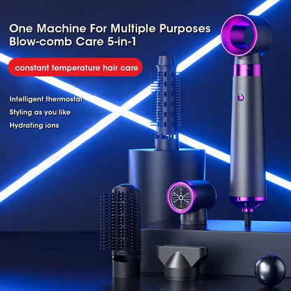 2025 Electric Hair Dryer 5In1 Multifunctional Hair Straightener Negative Ion Hair Care Curler Blow Dryer Styling Set Strong Wind
