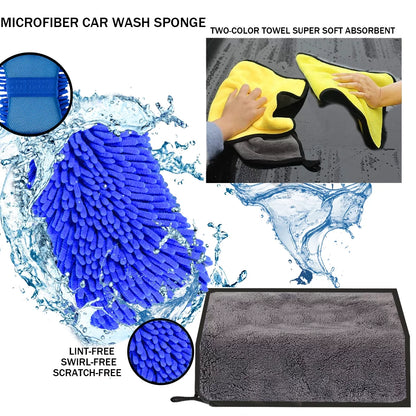 Car Wash Kit- Car Interior Detailing Kit, Car Cleaning Kit, Microfiber Car Wash Brush, Microfiber Towels