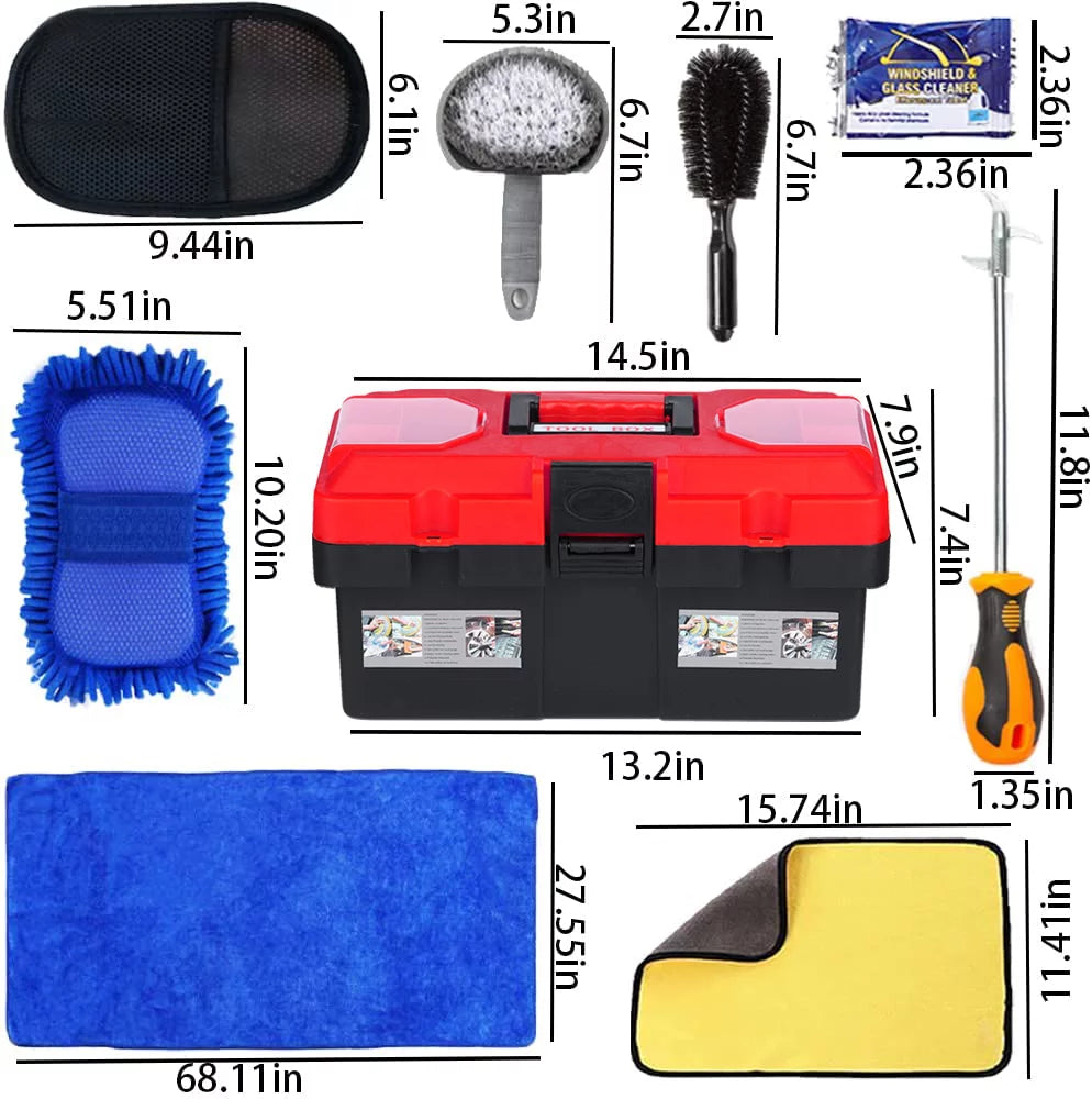 Car Wash Kit- Car Interior Detailing Kit, Car Cleaning Kit, Microfiber Car Wash Brush, Microfiber Towels