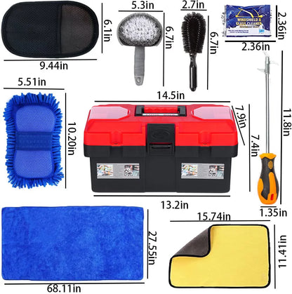 Car Wash Kit- Car Interior Detailing Kit, Car Cleaning Kit, Microfiber Car Wash Brush, Microfiber Towels