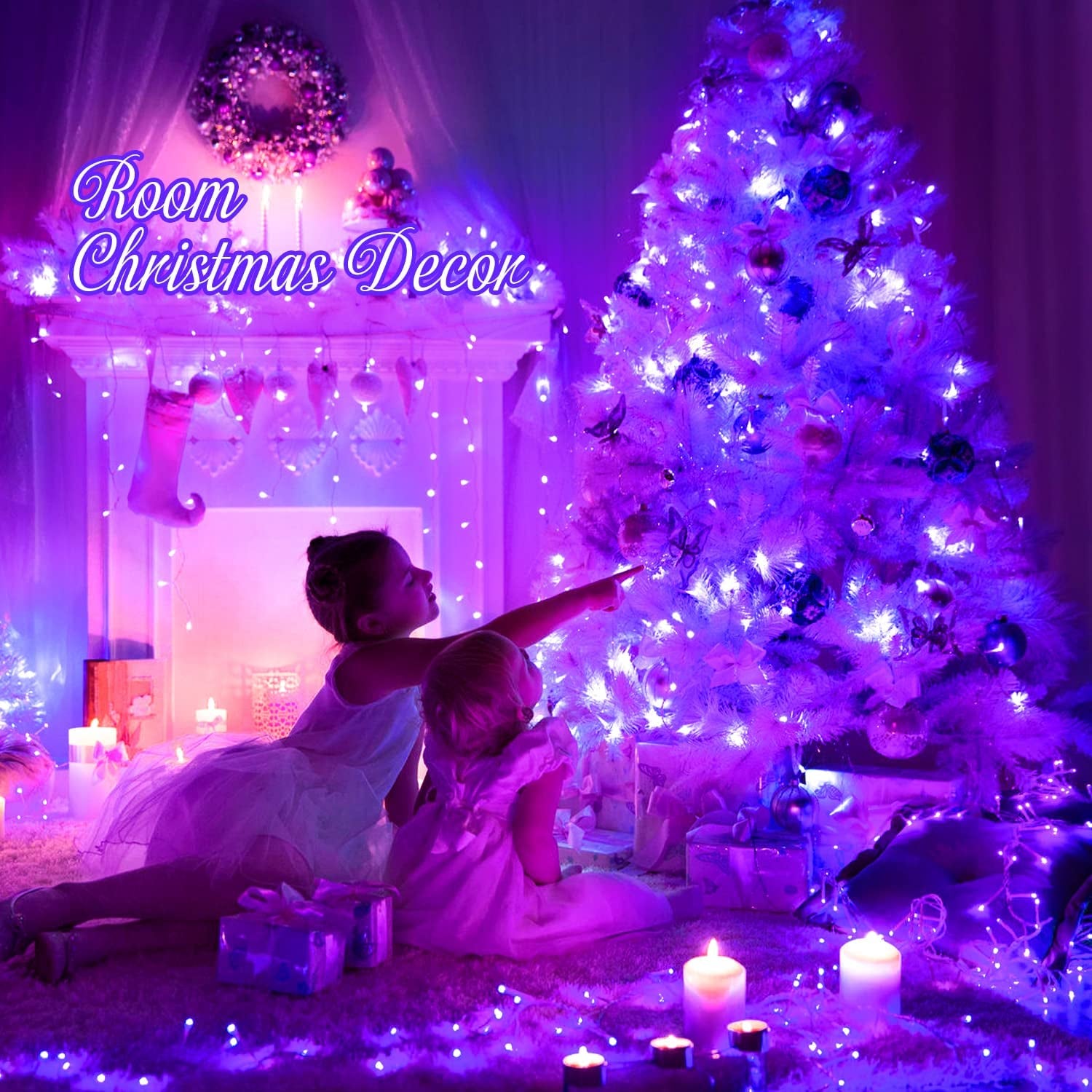 Connectable 100 LED Purple Halloween Lights Indoor, 8 Modes Plug in Purple Christmas String Lights Clear Wire, 33Ft Christmas Tree Light Outdoor for Halloween Tree, Garden, Bedroom