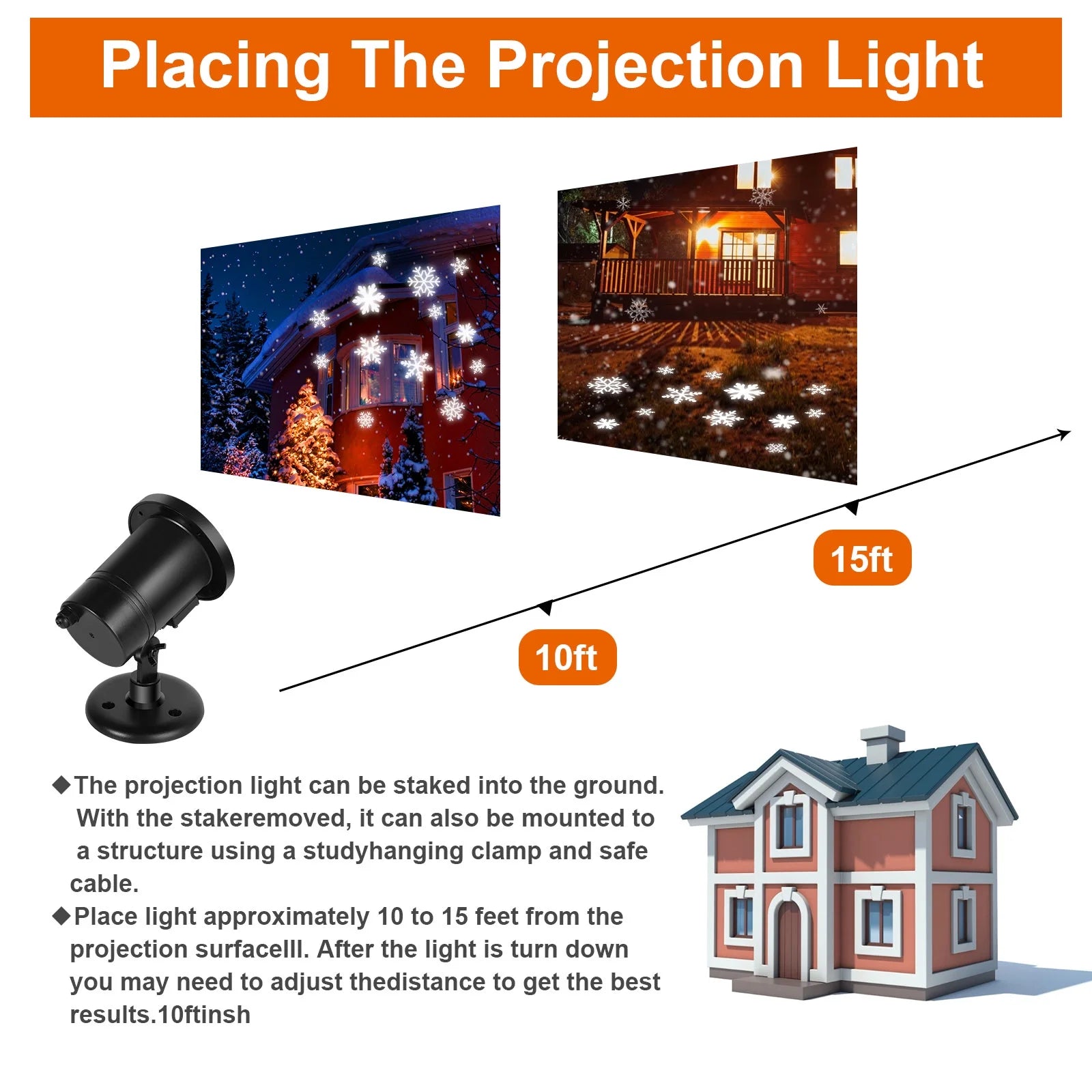 Christmas White Snowflake Moving Spotlight LED Landscape Projector Light for Holiday Christmas Garden Indoor Outdoor Decoration