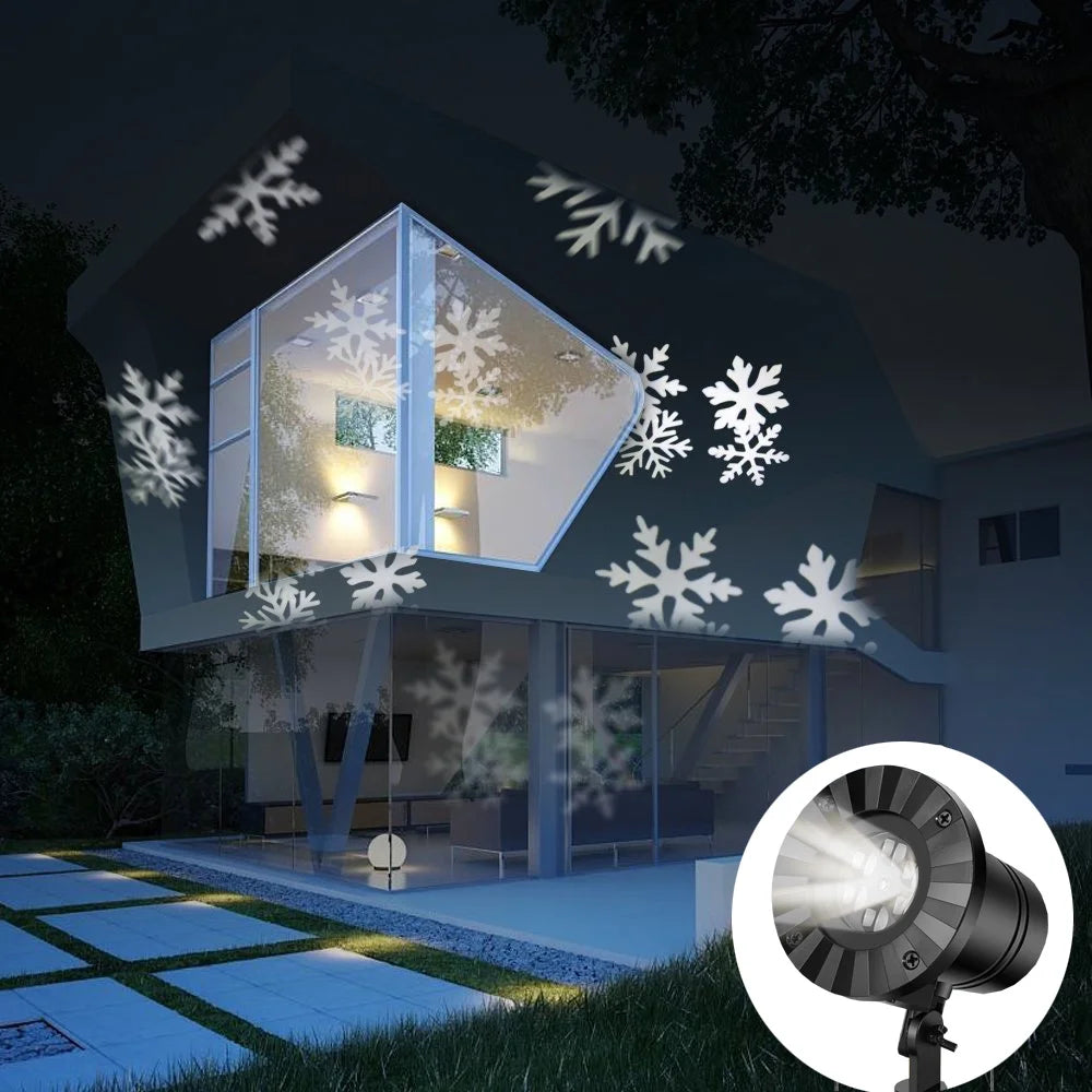 Christmas White Snowflake Moving Spotlight LED Landscape Projector Light for Holiday Christmas Garden Indoor Outdoor Decoration